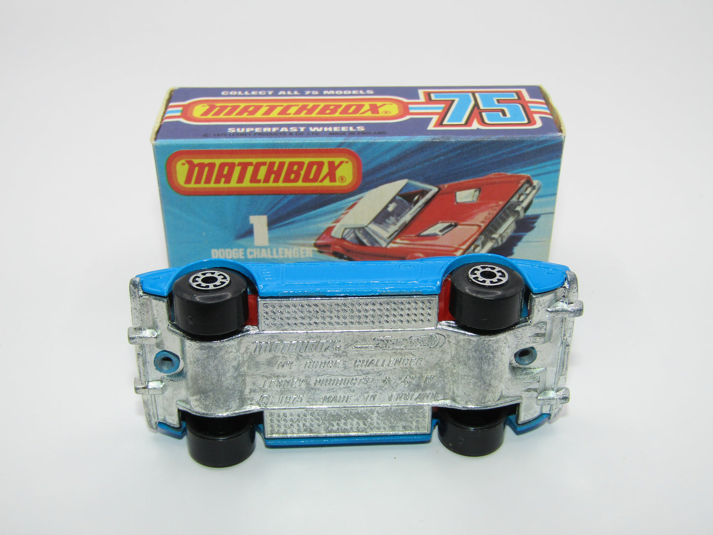 Matchbox Superfast 1C Dodge Challenger Light Blue Clear Windows