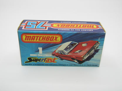 Matchbox Superfast 1C Dodge Challenger Light Blue Clear Windows