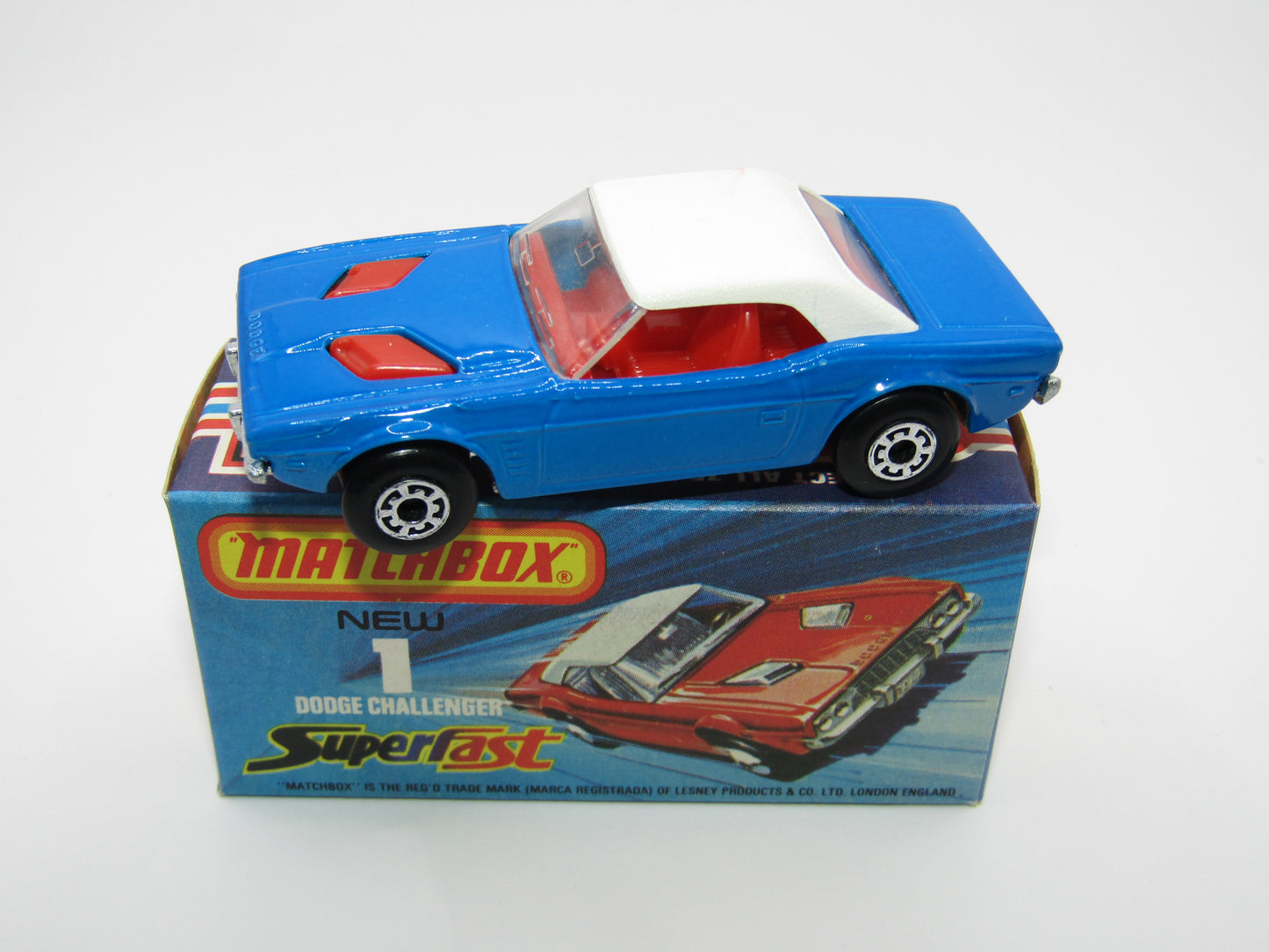 Matchbox Superfast 1C Dodge Challenger DARK BLUE Clear Windows