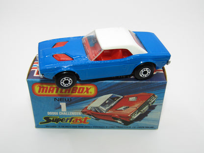 Matchbox Superfast 1C Dodge Challenger DARK BLUE Clear Windows