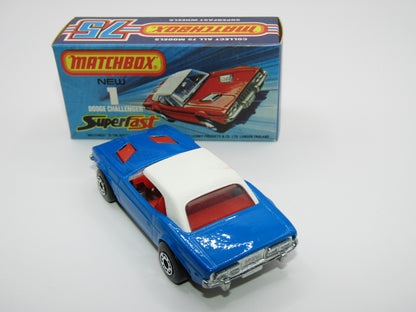 Matchbox Superfast 1C Dodge Challenger DARK BLUE Clear Windows