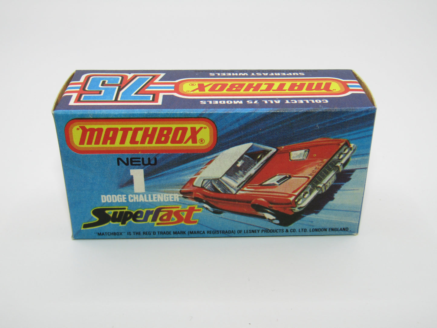Matchbox Superfast 1C Dodge Challenger DARK BLUE Clear Windows