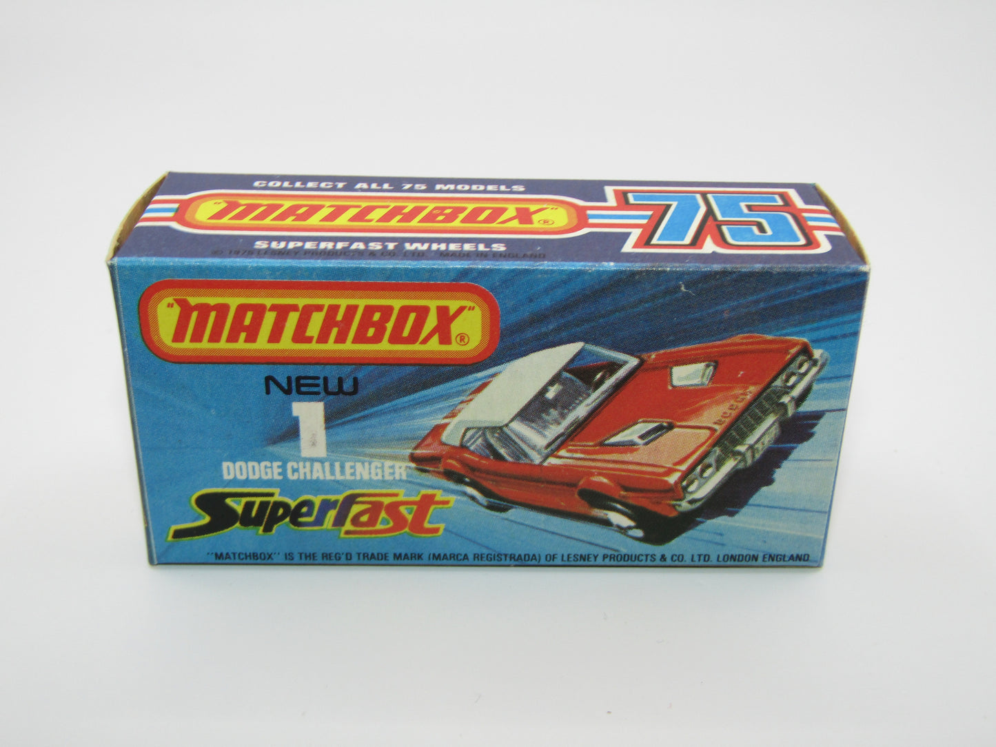 Matchbox Superfast 1C Dodge Challenger DARK BLUE Clear Windows
