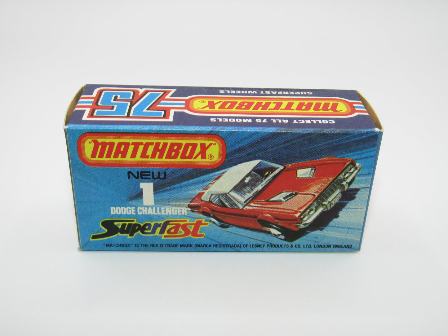 Matchbox Superfast 1C Dodge Challenger Red, RED INTERIOR SMOKE Windows