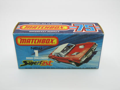 Matchbox Superfast 1C Dodge Challenger Red, RED INTERIOR SMOKE Windows
