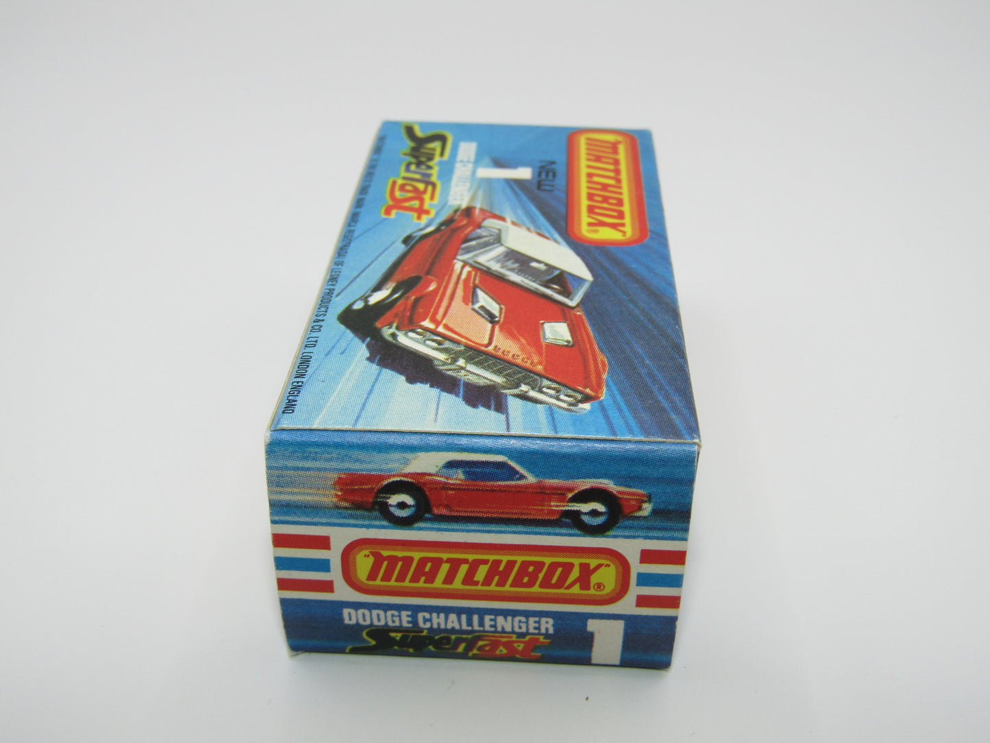 Matchbox Superfast 1C Dodge Challenger Red, RED INTERIOR SMOKE Windows