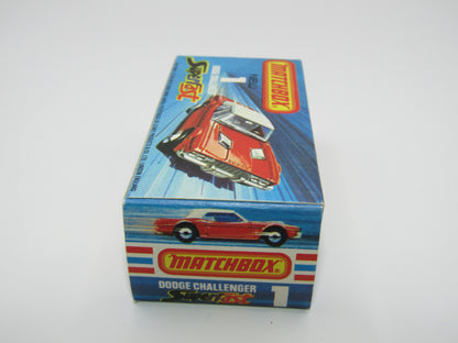 Matchbox Superfast 1C Dodge Challenger Red, RED INTERIOR SMOKE Windows