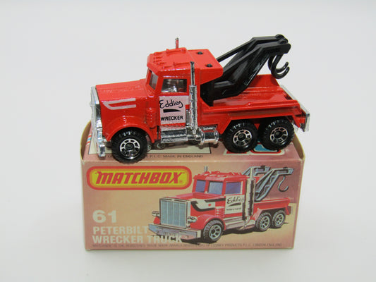Matchbox Superfast 61C Peterbilt Wrecker Truck CLEAR Windows ENGLAND Base