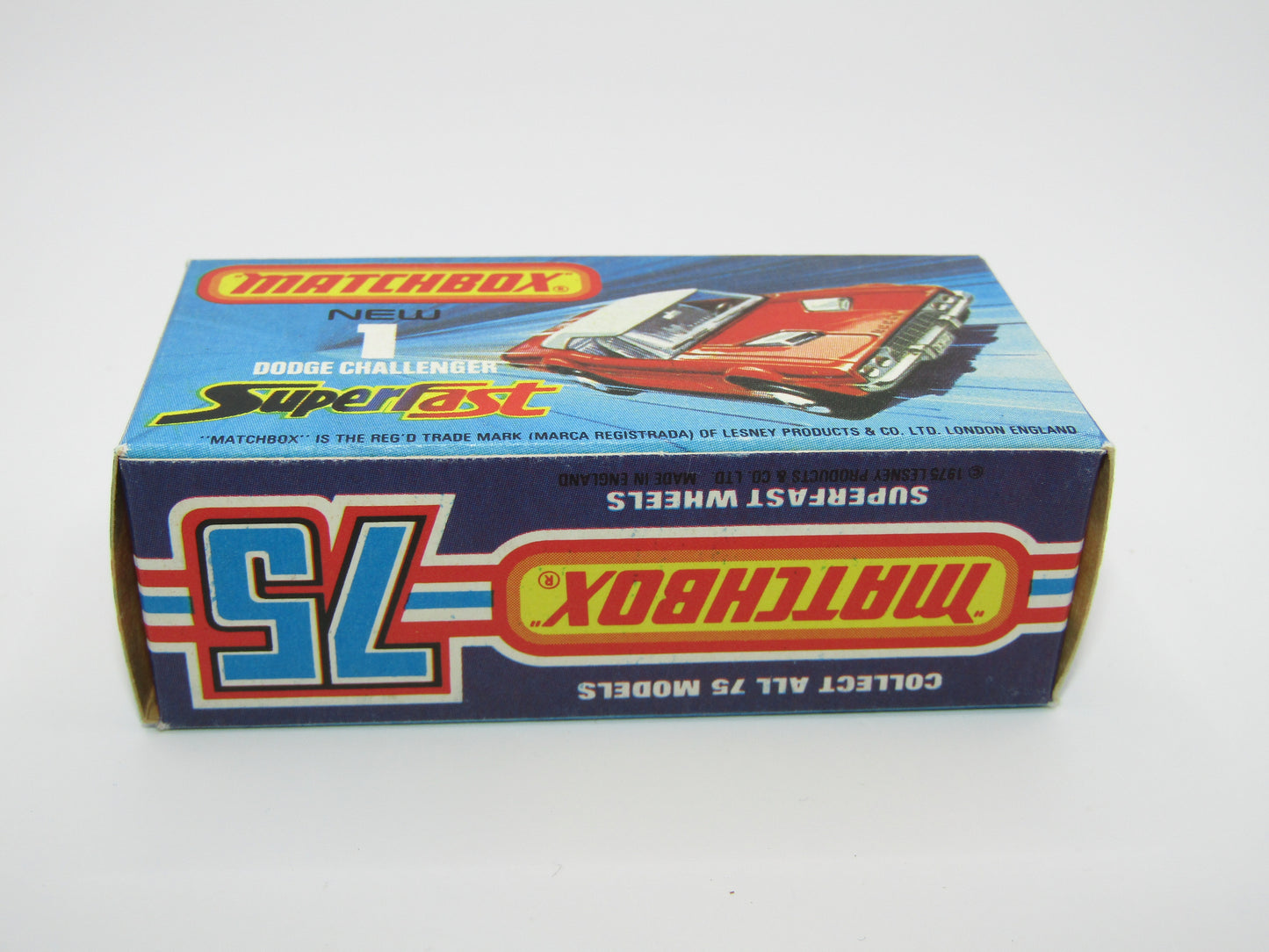 Matchbox Superfast 1C Dodge Challenger Red, RED INTERIOR SMOKE Windows