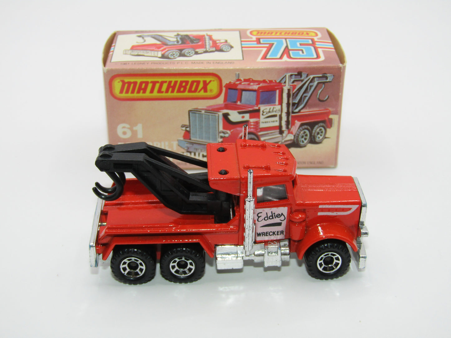 Matchbox Superfast 61C Peterbilt Wrecker Truck CLEAR Windows ENGLAND Base