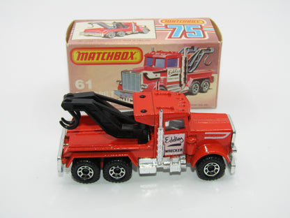 Matchbox Superfast 61C Peterbilt Wrecker Truck CLEAR Windows ENGLAND Base