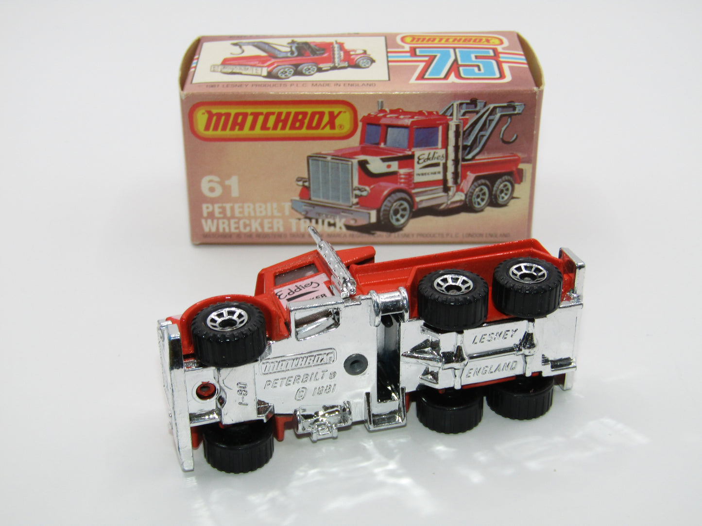 Matchbox Superfast 61C Peterbilt Wrecker Truck CLEAR Windows ENGLAND Base