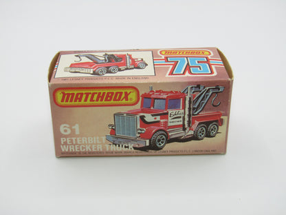 Matchbox Superfast 61C Peterbilt Wrecker Truck CLEAR Windows ENGLAND Base