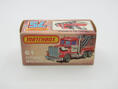 Matchbox Superfast 61C Peterbilt Wrecker Truck CLEAR Windows ENGLAND Base
