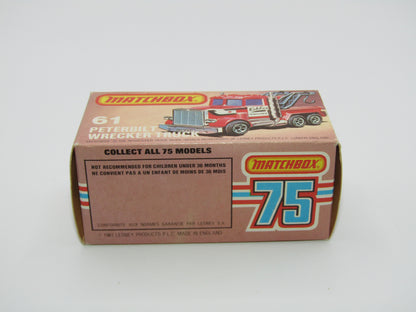 Matchbox Superfast 61C Peterbilt Wrecker Truck CLEAR Windows ENGLAND Base