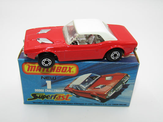 Matchbox Superfast 1C Dodge Challenger Red, DOT DASH WHEELS
