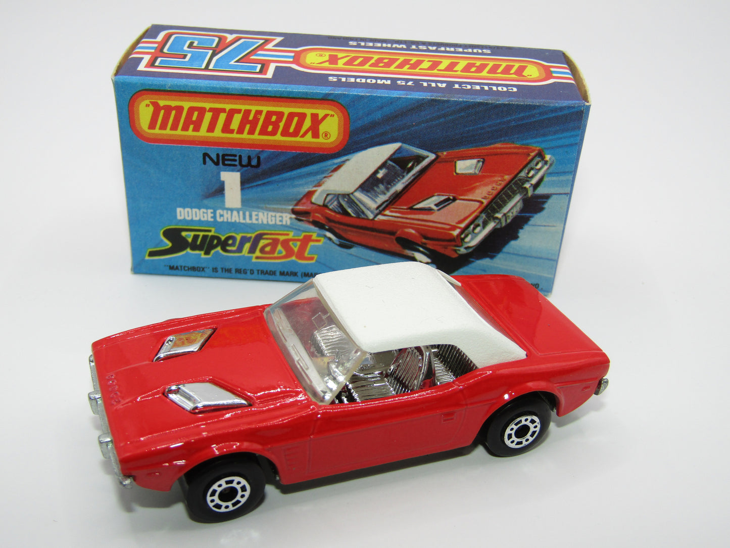 Matchbox Superfast 1C Dodge Challenger Red, DOT DASH WHEELS