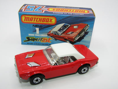 Matchbox Superfast 1C Dodge Challenger Red, DOT DASH WHEELS