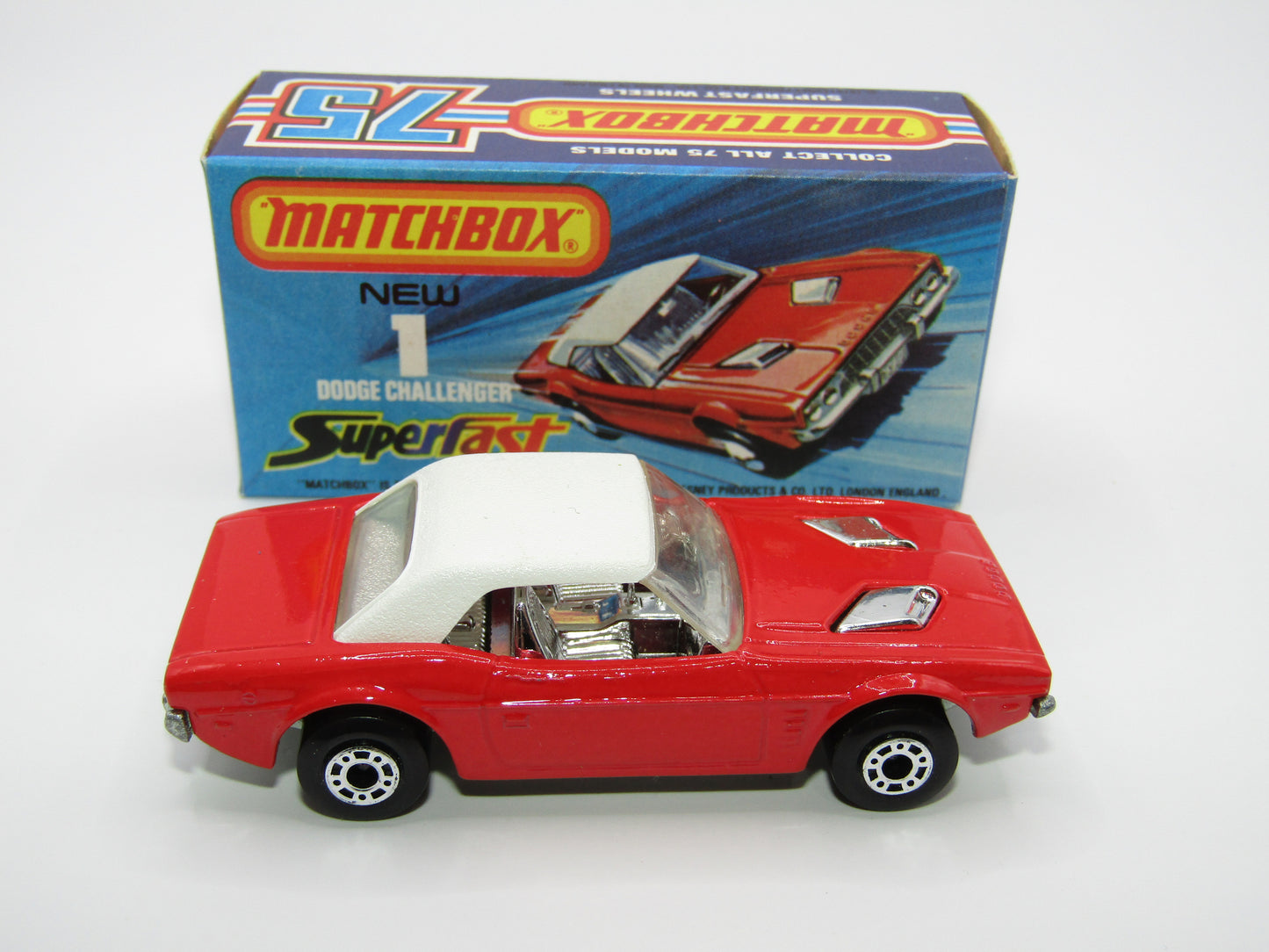 Matchbox Superfast 1C Dodge Challenger Red, DOT DASH WHEELS