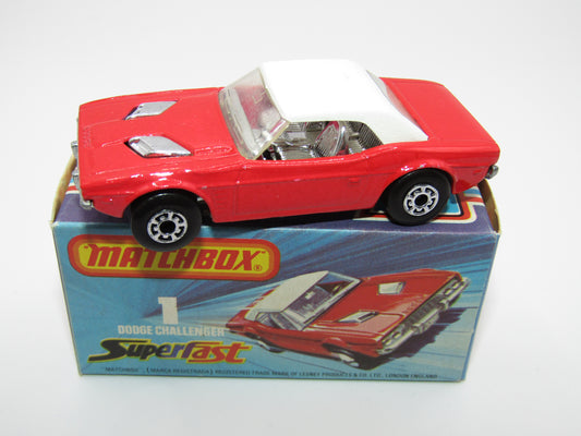 Matchbox Superfast 1C Dodge Challenger Light Red 5 Arch Wheels Chrome Interior
