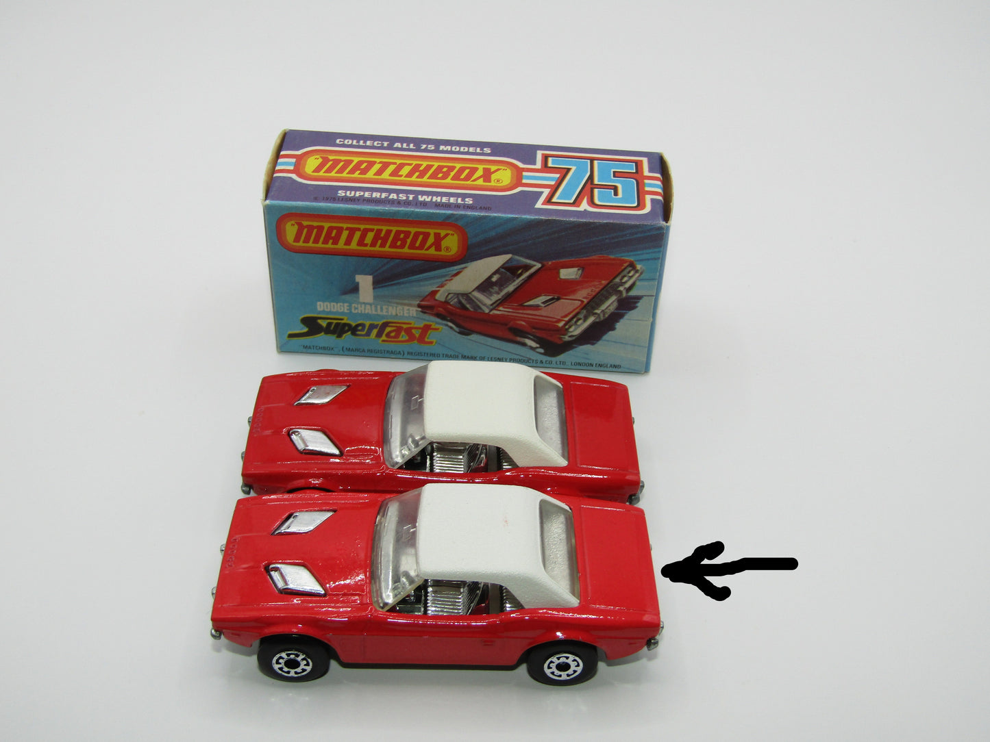 Matchbox Superfast 1C Dodge Challenger Light Red 5 Arch Wheels Chrome Interior