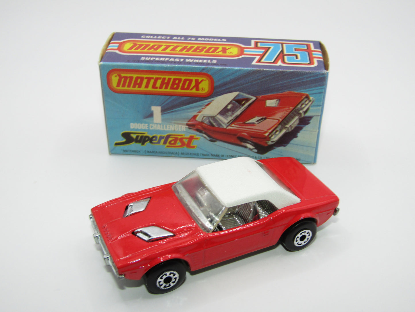 Matchbox Superfast 1C Dodge Challenger Light Red 5 Arch Wheels Chrome Interior