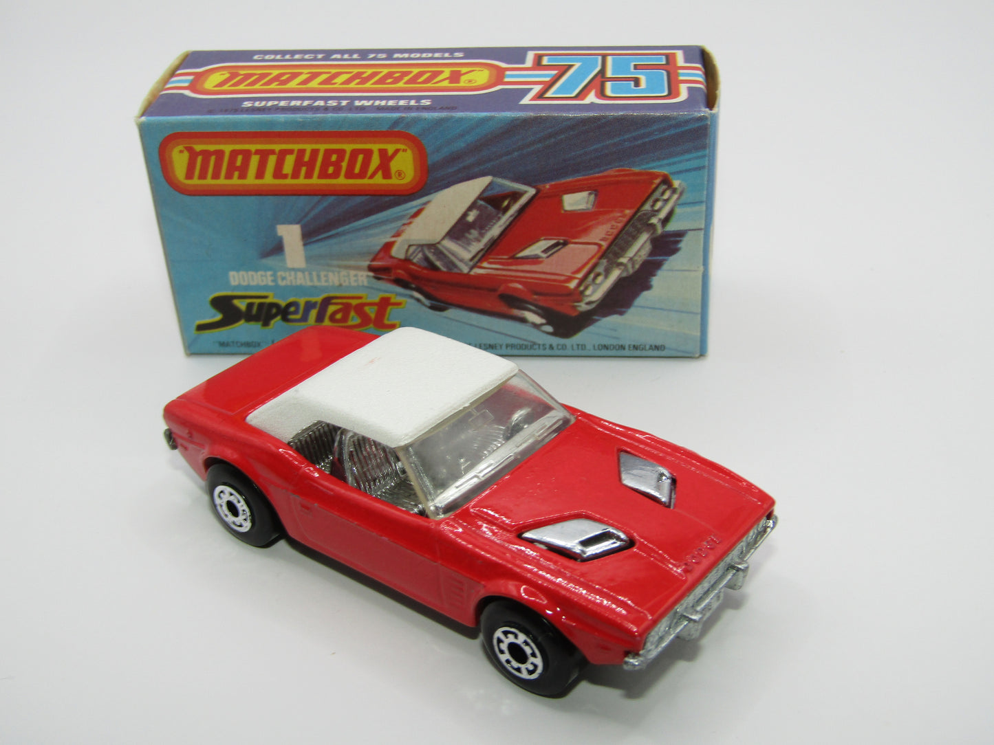 Matchbox Superfast 1C Dodge Challenger Light Red 5 Arch Wheels Chrome Interior