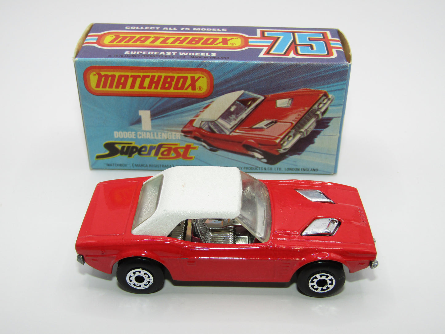 Matchbox Superfast 1C Dodge Challenger Light Red 5 Arch Wheels Chrome Interior