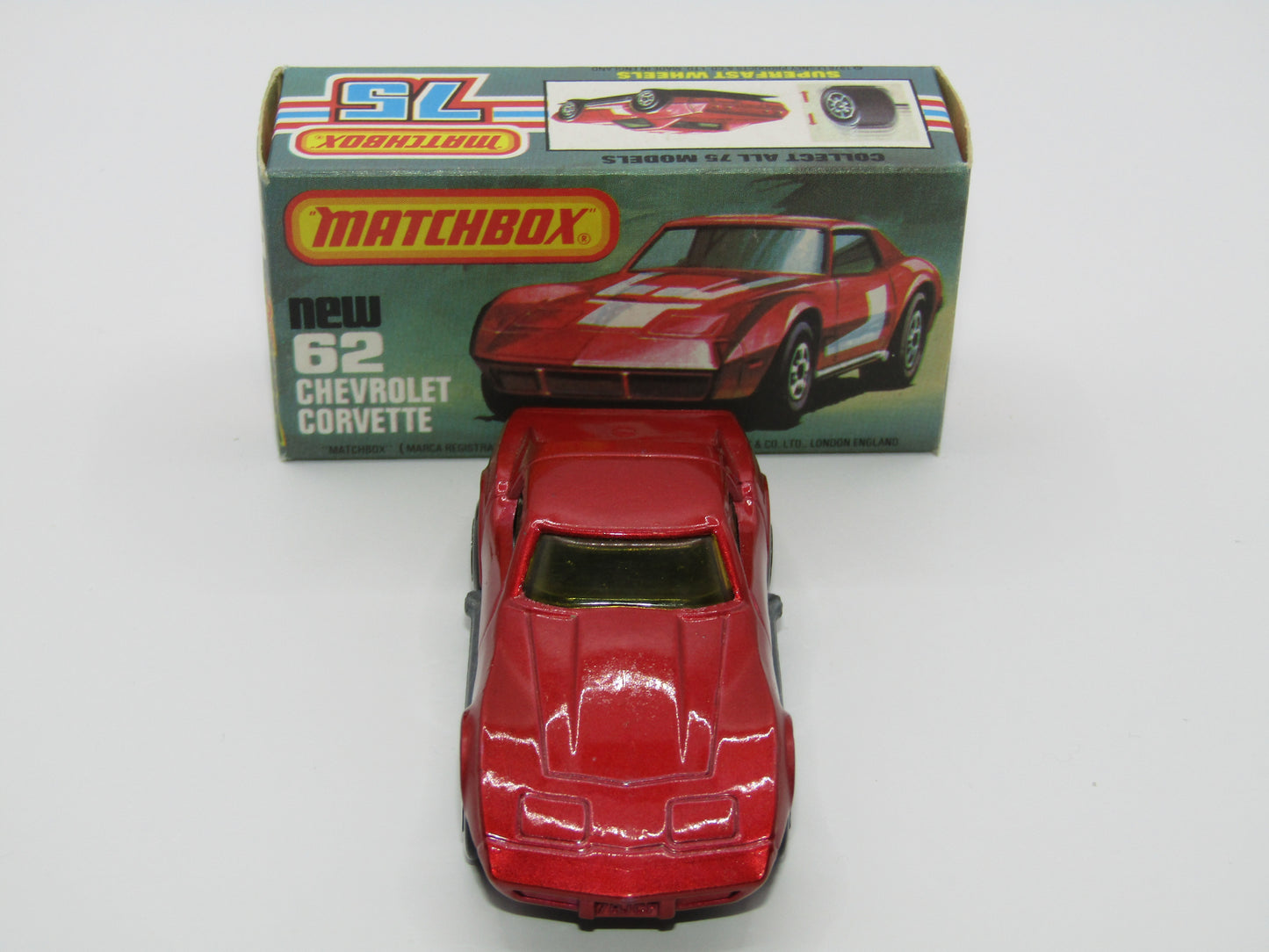 Matchbox Superfast 62D Chevrolet Corvette NO TAMPO AMBER WINDOWS