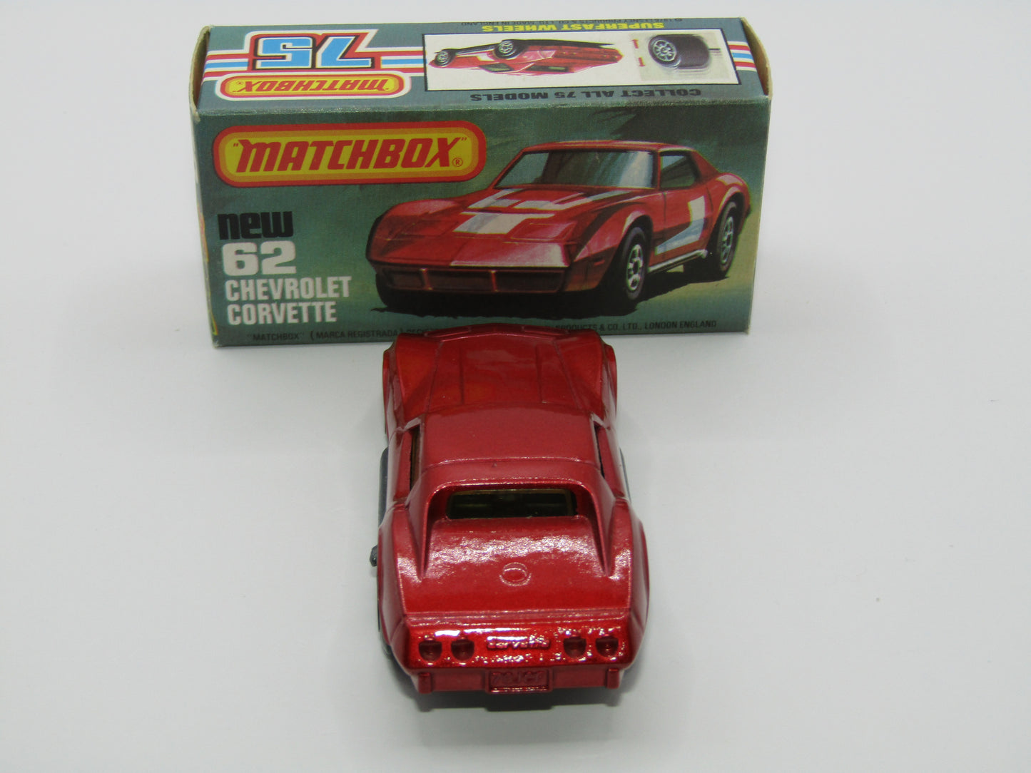 Matchbox Superfast 62D Chevrolet Corvette NO TAMPO AMBER WINDOWS