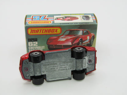 Matchbox Superfast 62D Chevrolet Corvette NO TAMPO AMBER WINDOWS