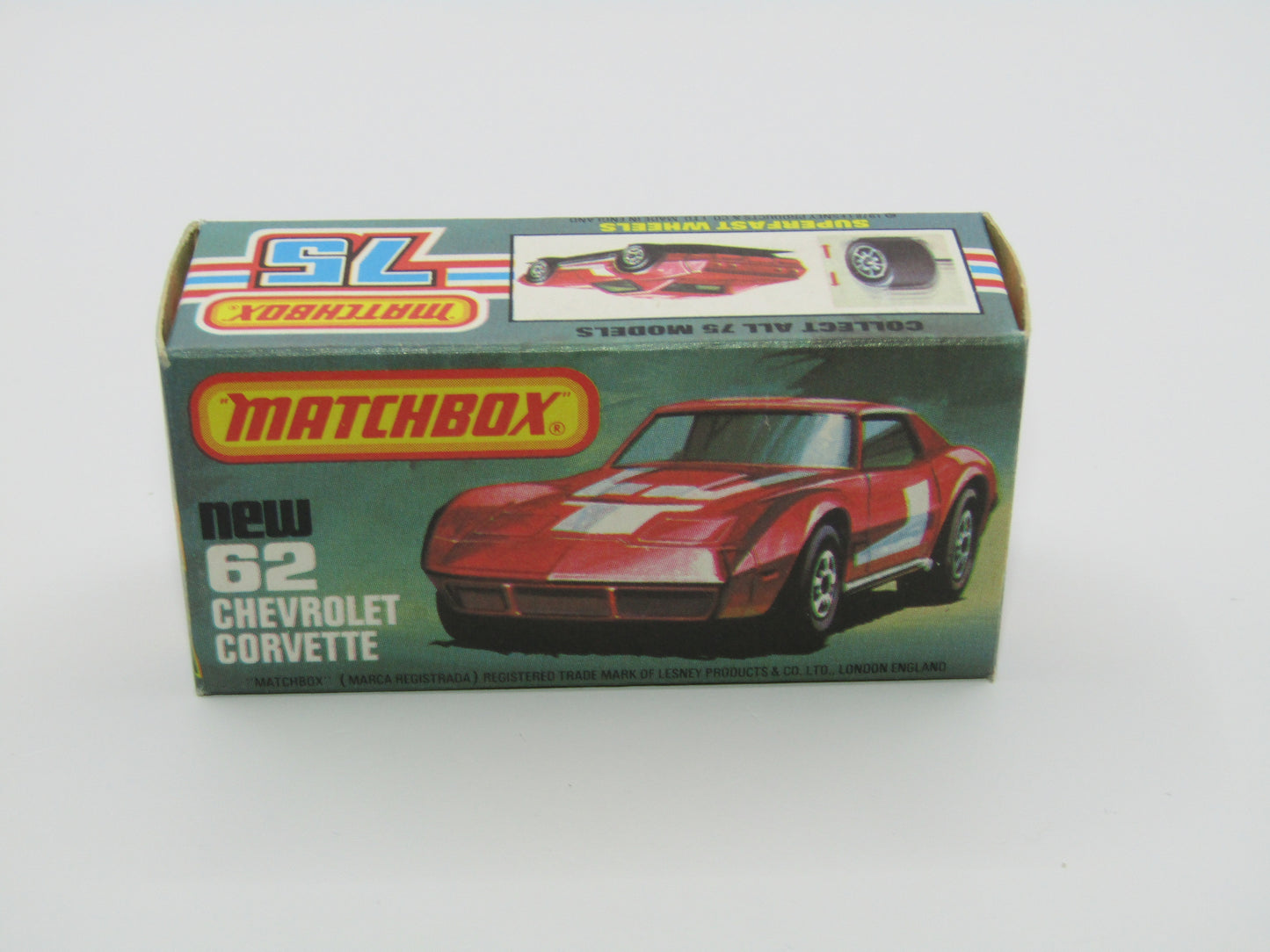 Matchbox Superfast 62D Chevrolet Corvette NO TAMPO AMBER WINDOWS