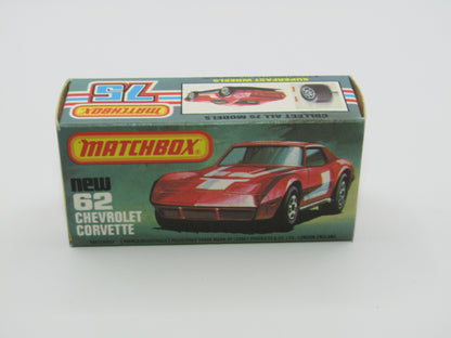Matchbox Superfast 62D Chevrolet Corvette NO TAMPO AMBER WINDOWS