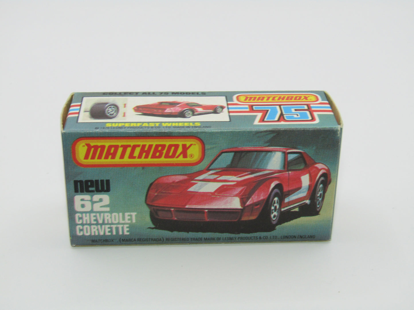 Matchbox Superfast 62D Chevrolet Corvette NO TAMPO AMBER WINDOWS