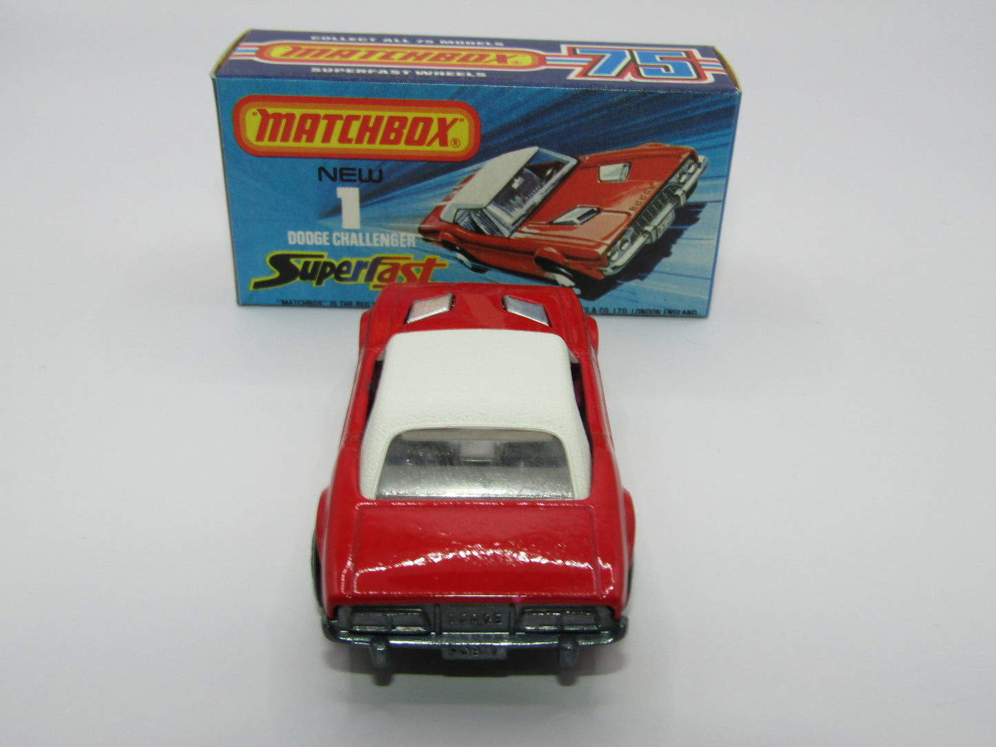 Matchbox Superfast 1C Dodge Challenger VERY DARK Red 5 Arch Wheels Chrome Int