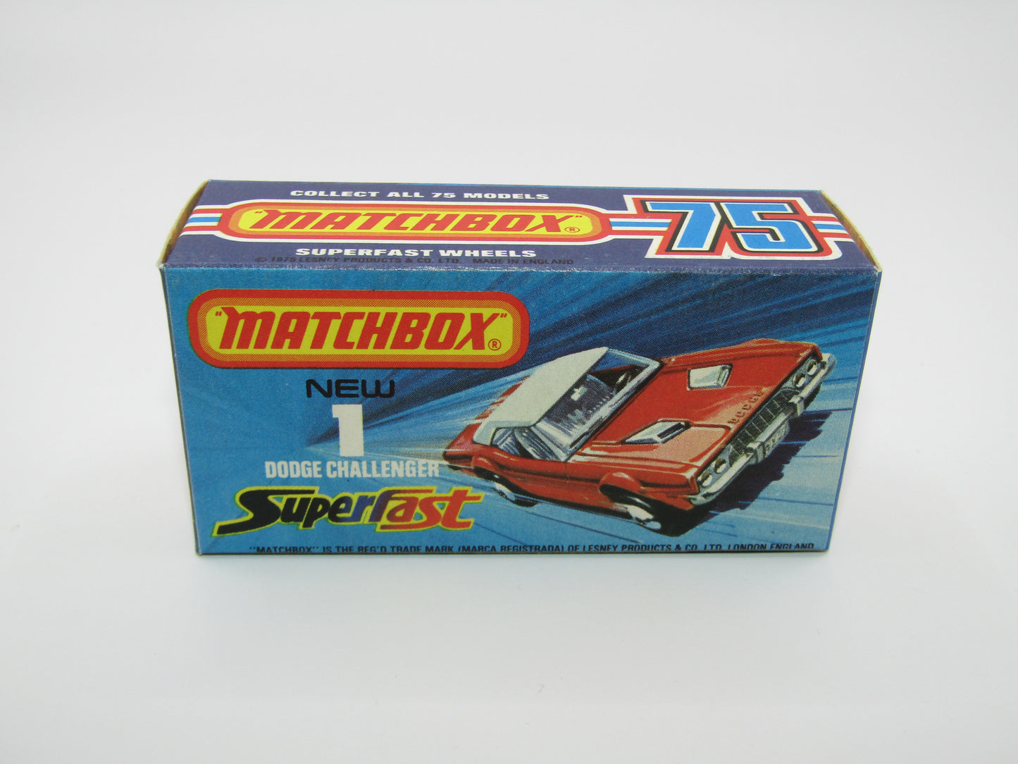 Matchbox Superfast 1C Dodge Challenger VERY DARK Red 5 Arch Wheels Chrome Int