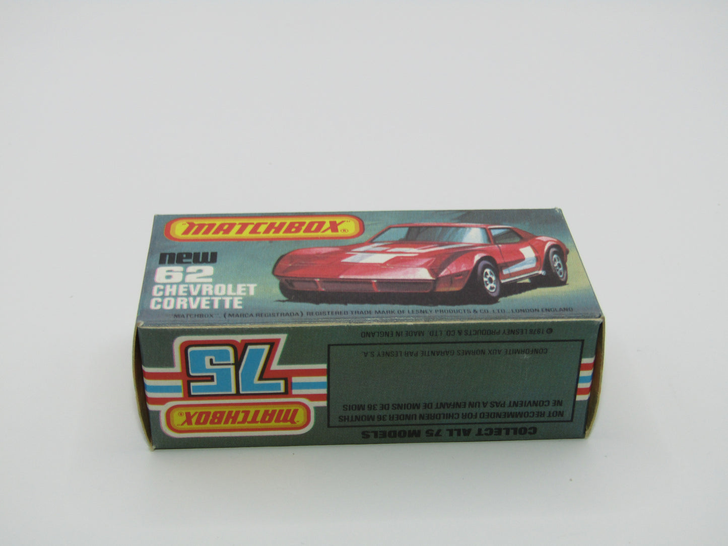 Matchbox Superfast 62D Chevrolet Corvette NO TAMPO AMBER WINDOWS