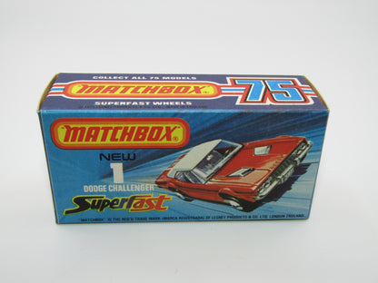 Matchbox Superfast 1C Dodge Challenger Red, WHITE Interior Clear Windows