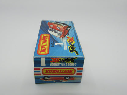 Matchbox Superfast 1C Dodge Challenger Red, WHITE Interior Clear Windows