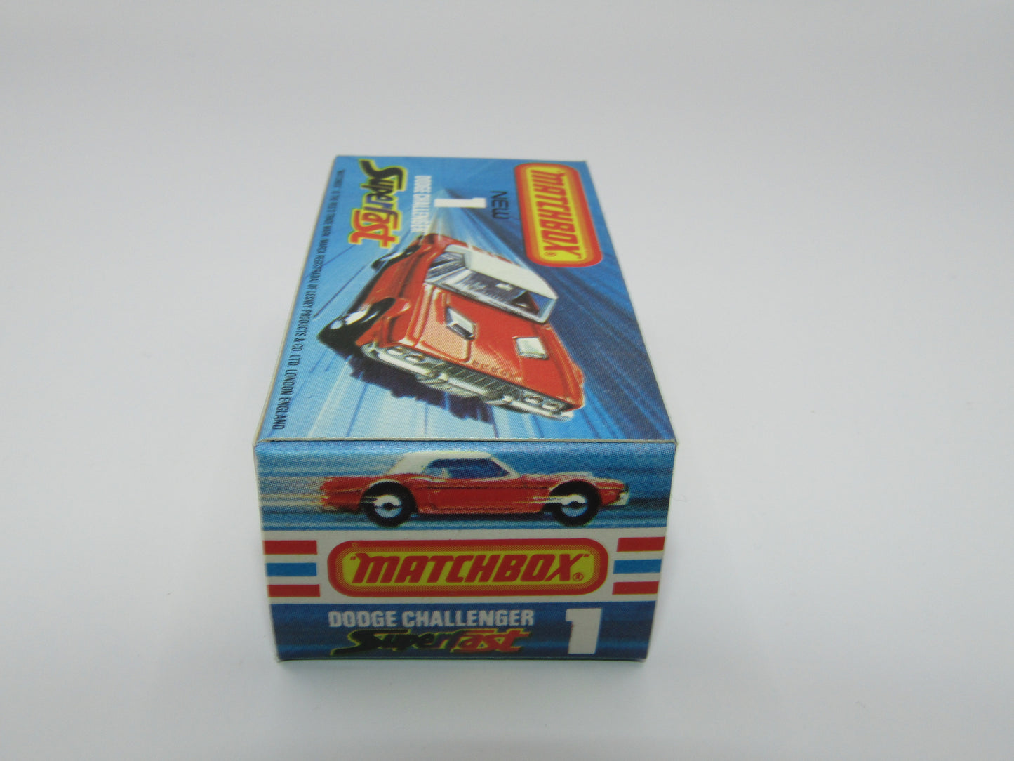 Matchbox Superfast 1C Dodge Challenger Red, WHITE Interior Clear Windows