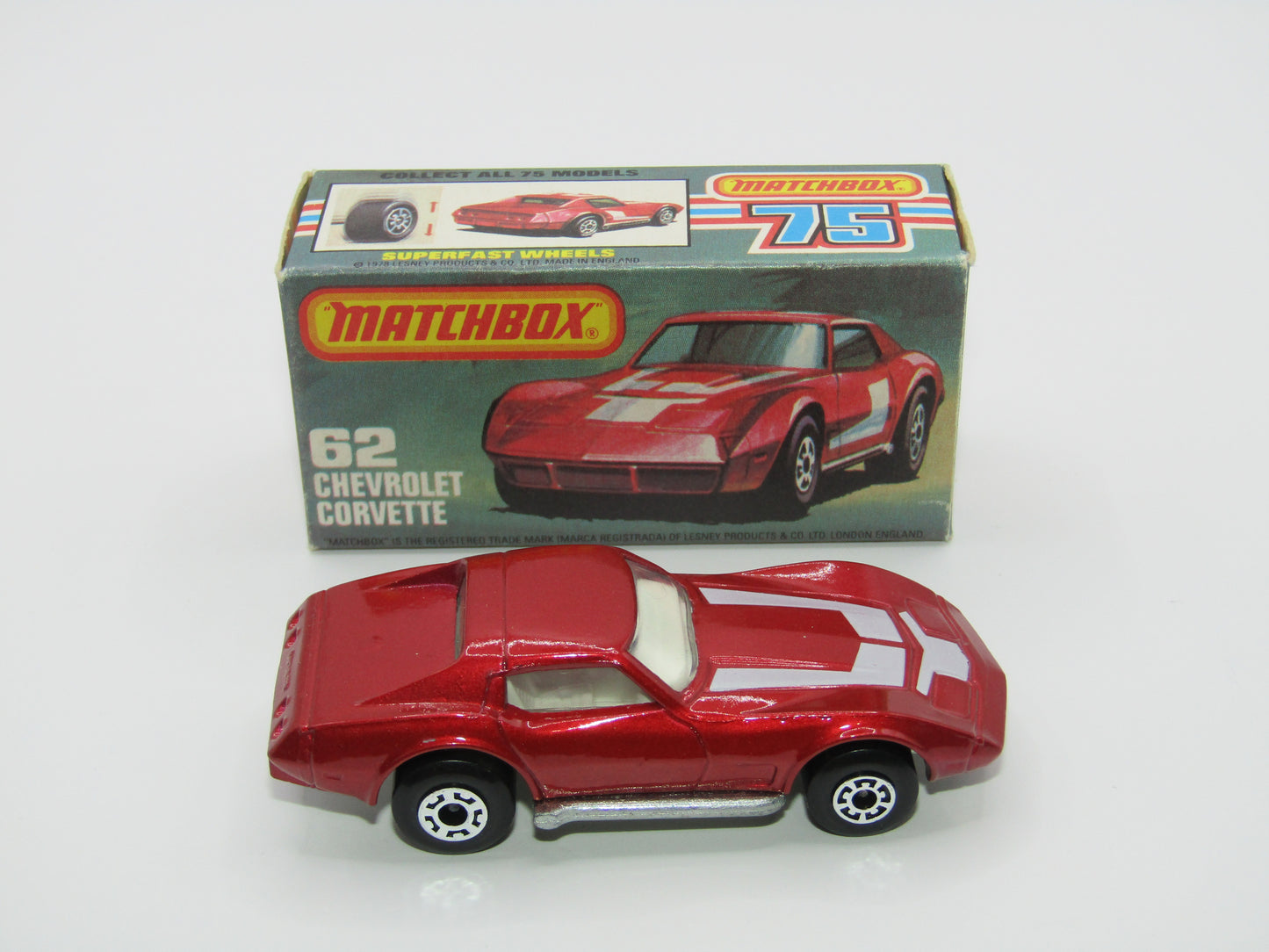 Matchbox Superfast 62D Chevrolet Corvette WHITE Interior
