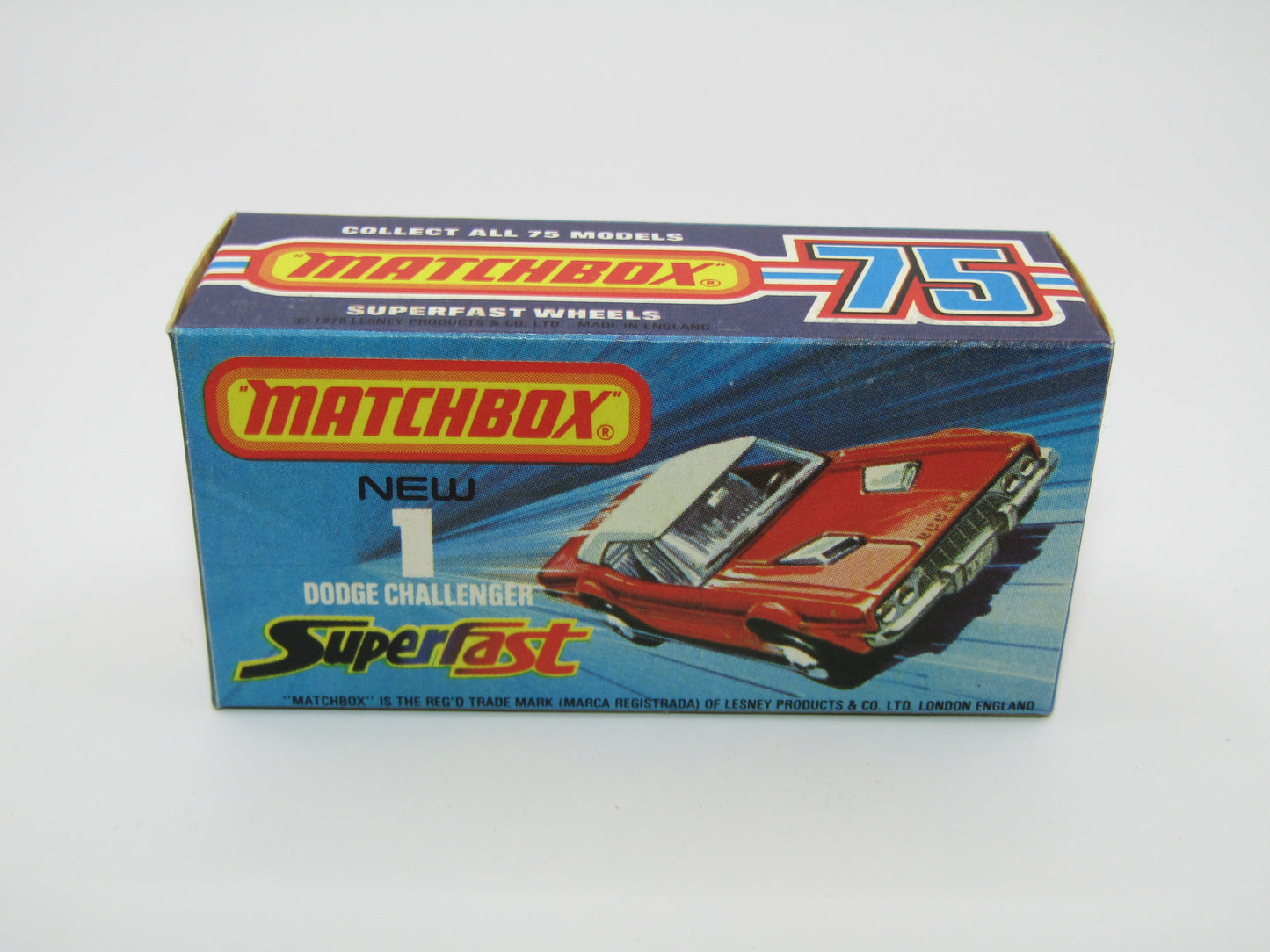 Matchbox Superfast 1C Dodge Challenger Red, WHITE Interior SMOKE Windows