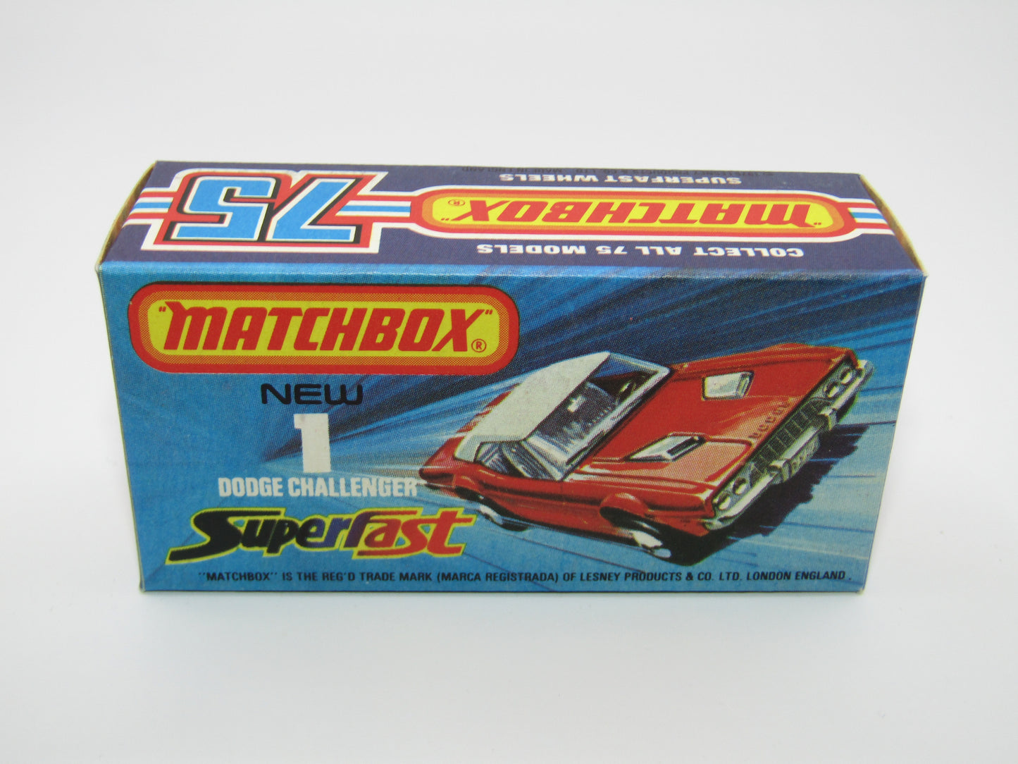 Matchbox Superfast 1C Dodge Challenger Red, WHITE Interior SMOKE Windows