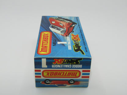 Matchbox Superfast 1C Dodge Challenger Red, WHITE Interior SMOKE Windows