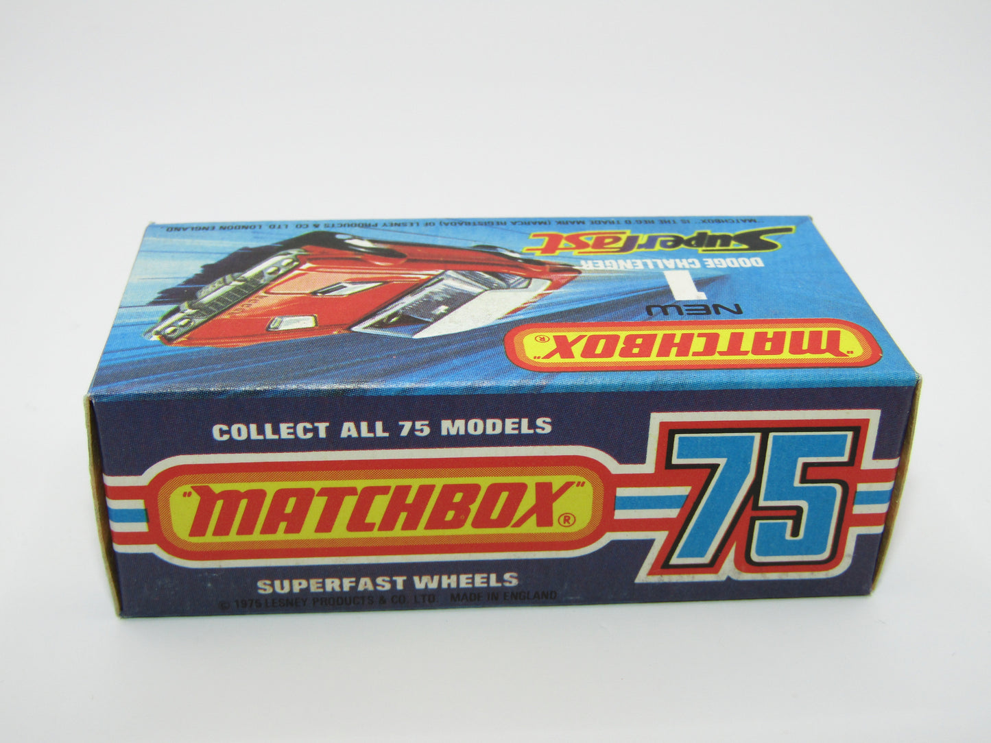 Matchbox Superfast 1C Dodge Challenger Red, WHITE Interior SMOKE Windows
