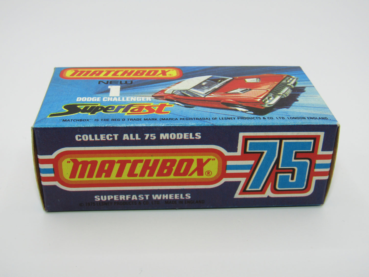 Matchbox Superfast 1C Dodge Challenger Red, WHITE Interior SMOKE Windows
