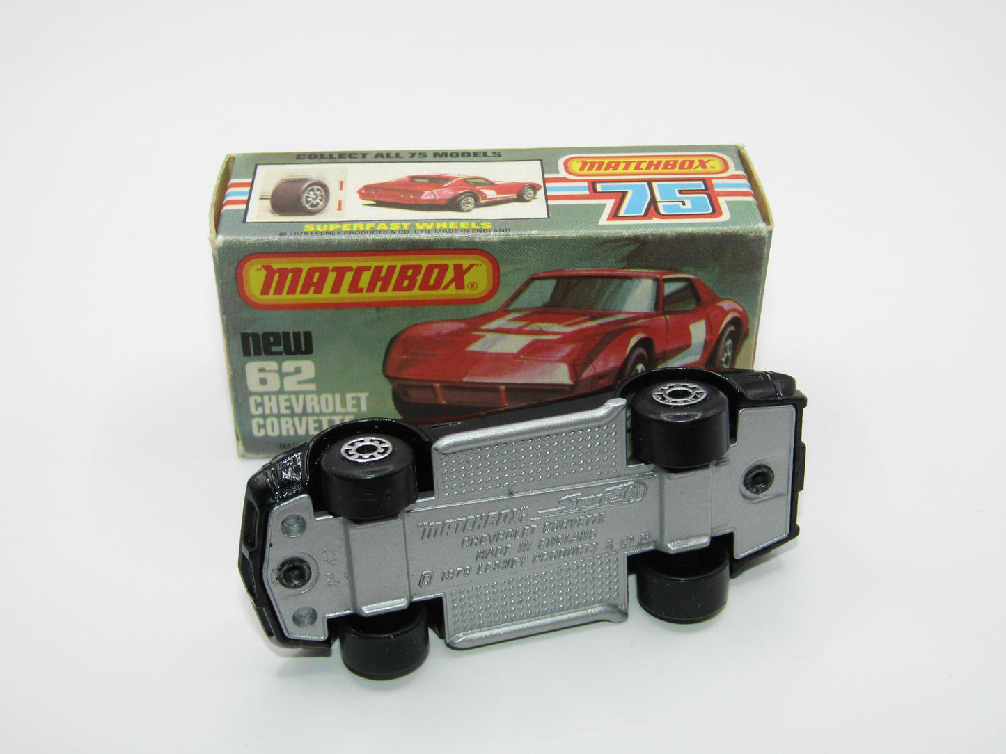 Matchbox Superfast 62D Chevrolet Corvette Silver Base