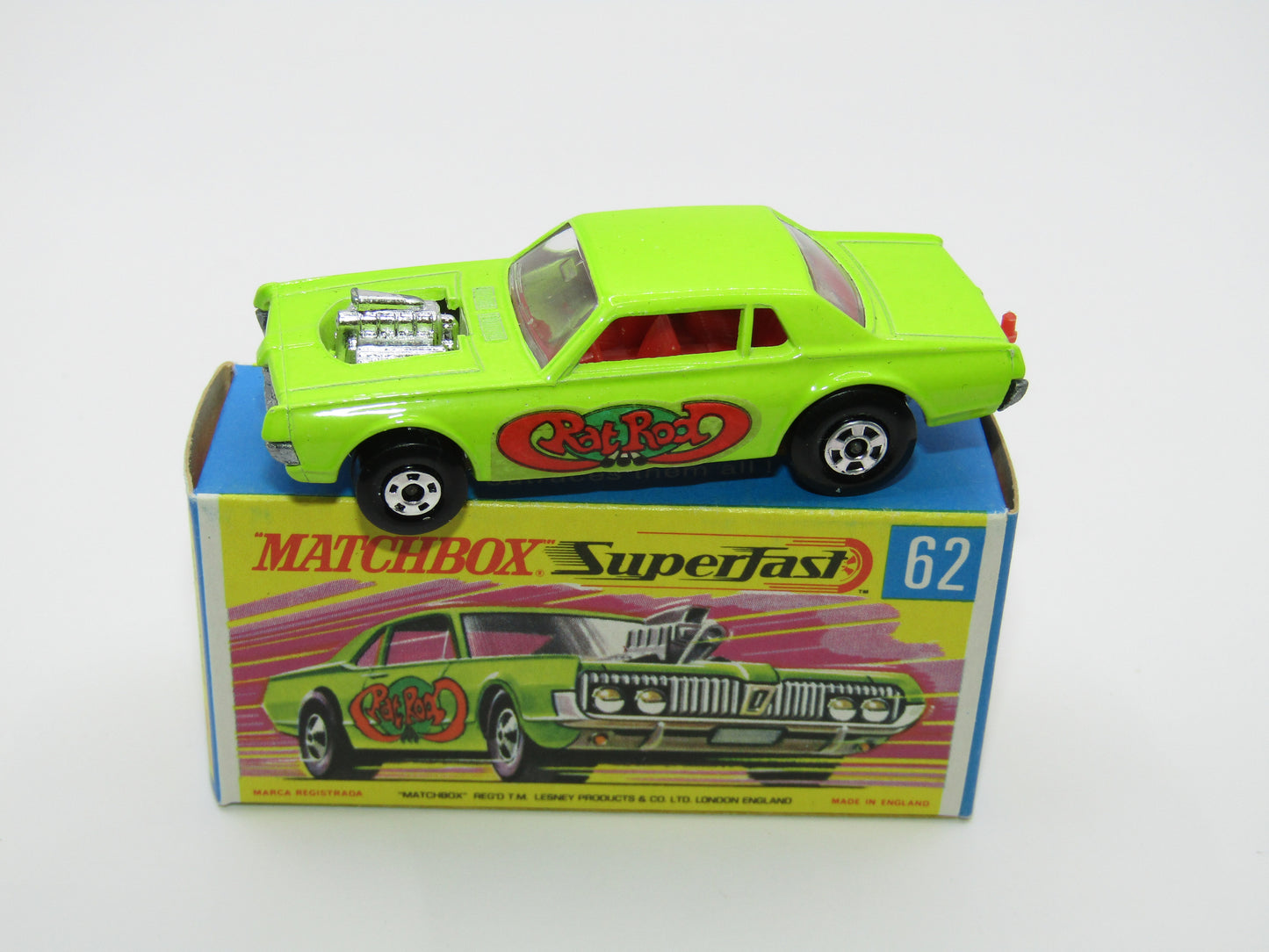 Matchbox Superfast 62B Mercury Cougar Rat Rot Dragster 5 SPOKE Wheels