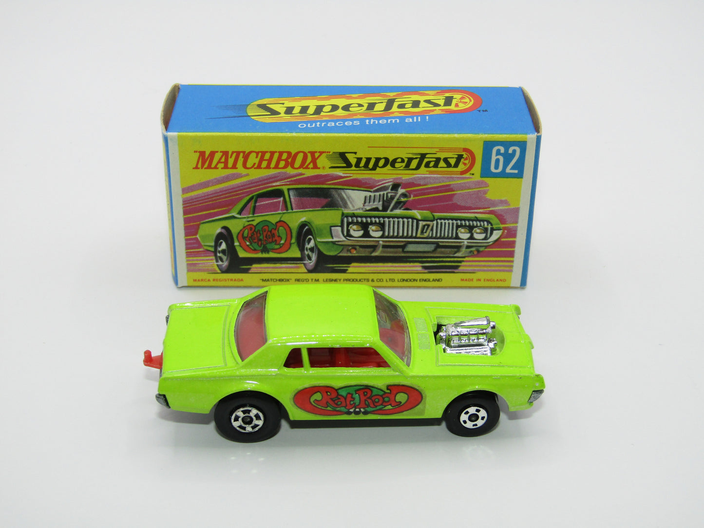 Matchbox Superfast 62B Mercury Cougar Rat Rot Dragster 5 SPOKE Wheels