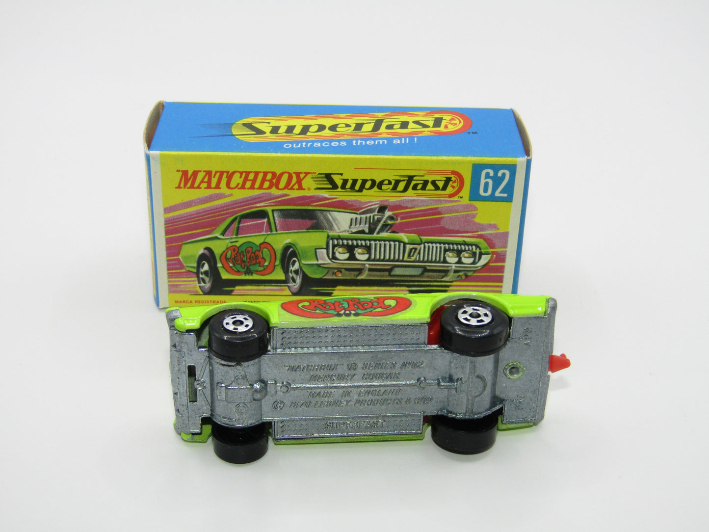 Matchbox Superfast 62B Mercury Cougar Rat Rot Dragster 5 SPOKE Wheels